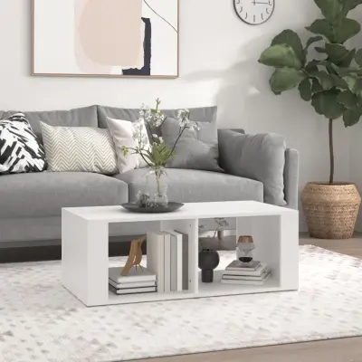 The Living Store Klubska mizica bela 100x50x36 cm inženirski les - Klubska Mizica
