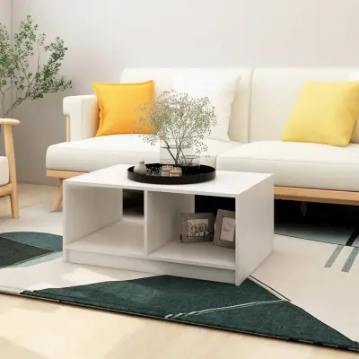 The Living Store Klubska mizica bela 75x50x33,5 cm trdna borovina - Klubska Mizica