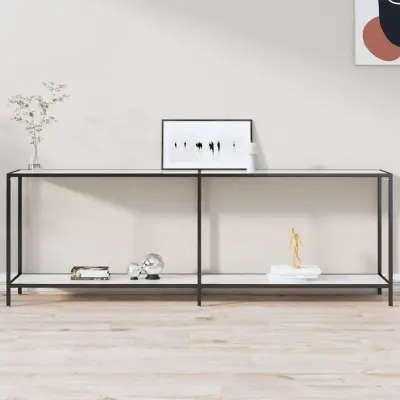 The Living Store Konzolna mizica bela 220x35x75,5 cm kaljeno steklo - Konzolna Mizica