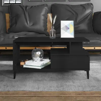 The Living Store Klubska mizica črna 90x49x45 inženirski les - Klubska Mizica