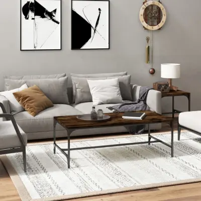 The Living Store Klubska mizica dimljeni hrast 100x50x35 cm inženirski les - Klubska Mizica