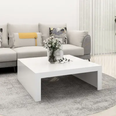 The Living Store Klubska mizica bela 100x100x35 cm inženirski les - Klubska Mizica