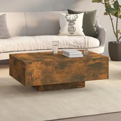 The Living Store Klubska mizica dimljeni hrast 85x55x31 cm konstruiran les - Klubska Mizica