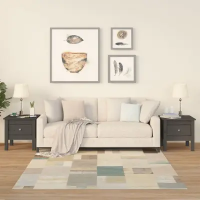 The Living Store Stranske mizice 2 kosa sive 40x40x39 cm trdna borovina - Stranska Mizica