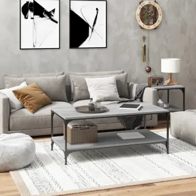 The Living Store Klubska mizica siva sonoma 100x50x40 cm inženirski les - Klubska Mizica