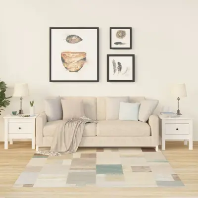 The Living Store Stranske mizice 2 kosa bele 40x40x39 cm trdna borovina - Stranska Mizica