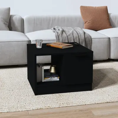 The Living Store Klubska mizica črna 50x50x36 cm konstruiran les - Klubska Mizica