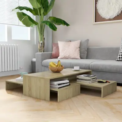 The Living Store Komplet klubskih mizic sonoma hrast 100x100x26,5 cm, iverna pl. - Garnitura Klubskih Mizic