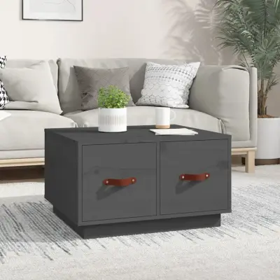 The Living Store Klubska mizica siva 60x53x35 cm trdna borovina - Klubska Mizica