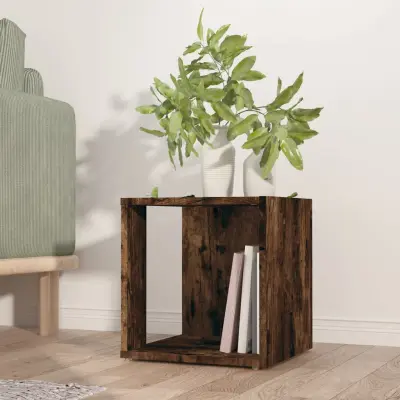 The Living Store Stranska mizica dimljeni hrast 33x33x34,5 cm konstruiran les - Stranska Mizica