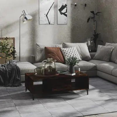 The Living Store Klubska mizica dimljeni hrast 103,5x60x35 cm iverna plošča - Klubska Mizica