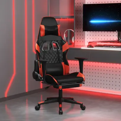 The Living Store Masažni igralni stol z oporo za noge črno in Rdeča umetno usnje - Gaming Stol