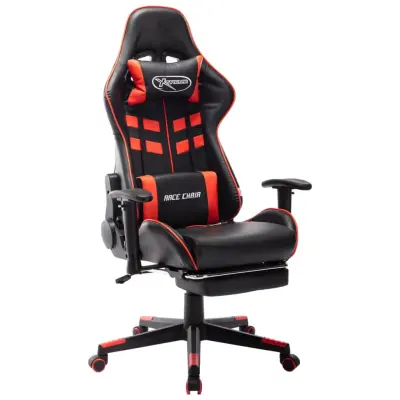 The Living Store Gaming stol z oporo za noge črno in rdeče umetno usnje - Gaming Stol