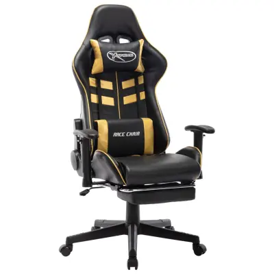 The Living Store Gaming stol z oporo za noge črno in zlato umetno usnje - Gaming Stol