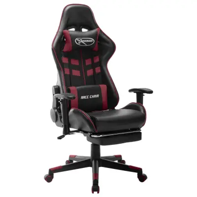 The Living Store Gaming stol z oporo za noge črno in vinsko rdeče umetno usnje - Gaming Stol
