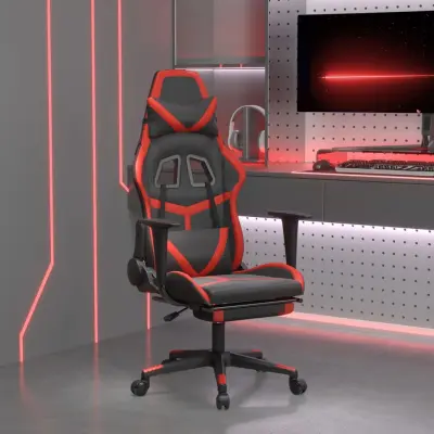 The Living Store Masažni igralni stol z oporo za noge črno in Rdeča umetno usnje - Gaming Stol