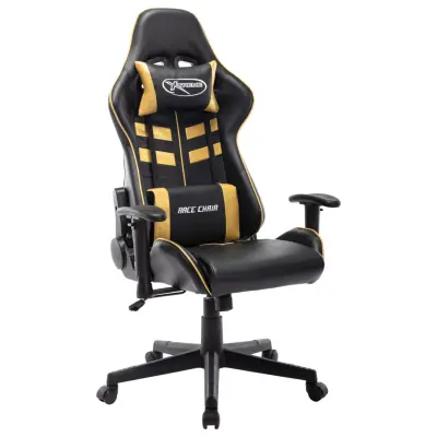 The Living Store Gaming stol črno in zlato umetno usnje - Gaming Stol