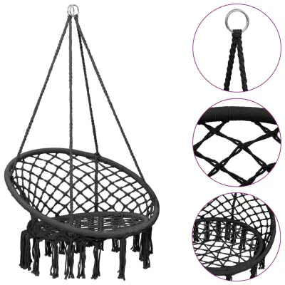 The Living Store Viseči gugalni stol 80 cm antraciten - Gugalni Stol