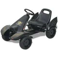The Living Store Gokart na Pedale z Nastavljivim Sedežem Črne Barve - Gokart Na Pedale