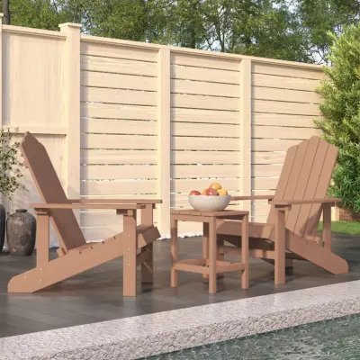 The Living Store Vrtna stola Adirondack z mizico HDPE rjava - Vrtni Stol