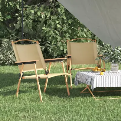 The Living Store Stoli za kampiranje 2 kosa bež 54x55x78 cm Oxford blago - Stol Za Kampiranje