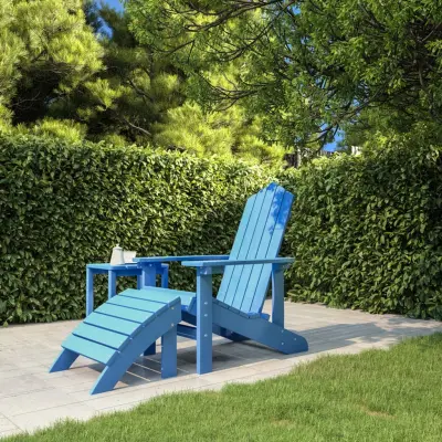 The Living Store Vrtni stol Adirondack s stolčkom za noge HDPE aqua moder - Vrtni Stol