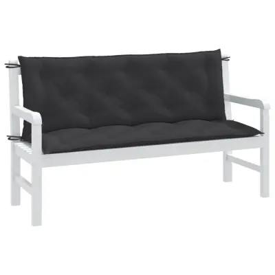 The Living Store Blazina za vrtno klop 2 kos melanž antracit 150x50x7 cm blago - Blazina Za Vrtno Klop