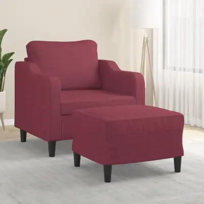 The Living Store Fotelj s stolčkom za noge vinsko rdeč 60 cm blago - Kavč S Stolčkom Za Noge
