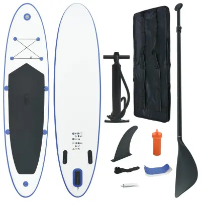 The Living Store Napihljiva SUP deska komplet modre in bele barve - Komplet SUP Deske