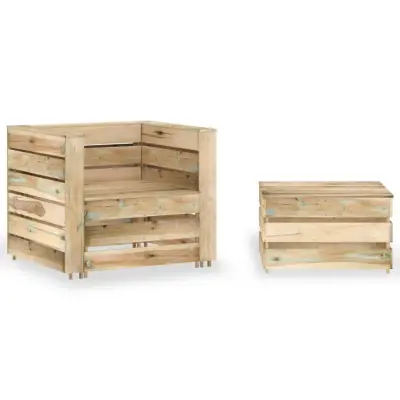 The Living Store Vrtna garnitura iz palet 2-delna impregnirana borovina - Vrtna Sedežna Garnitura
