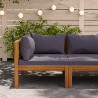 The Living Store Sekcijski kotni kavč s temno sivo blazino trden akacijev les - Kotni Kavč