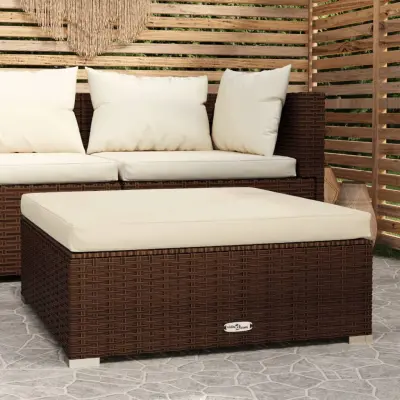 The Living Store Vrtni stolček z blazino rjav 70x70x30 cm poli ratan - Vrtni Stolček