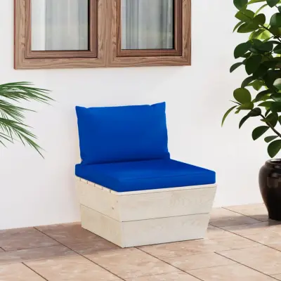 The Living Store Vrtni kavč iz palet srednji z blazinami impregnirana smrekovina - Srednji Kavč Iz Palet