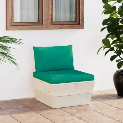 The Living Store Vrtni kavč iz palet srednji z blazinami impregnirana smrekovina - Srednji Kavč Iz Palet