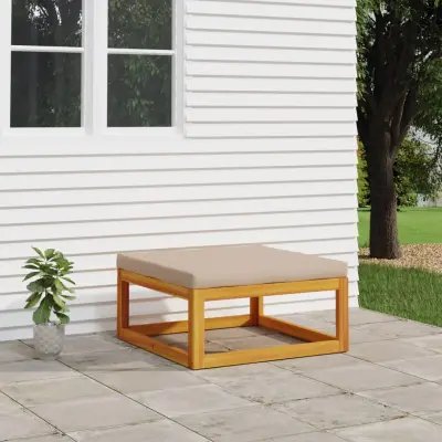 The Living Store Vrtni naslon za noge s taupe blazino trden akacijev les - Vrtni Naslon Za Noge