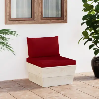 The Living Store Vrtni kavč iz palet srednji z blazinami impregnirana smrekovina - Srednji Kavč Iz Palet