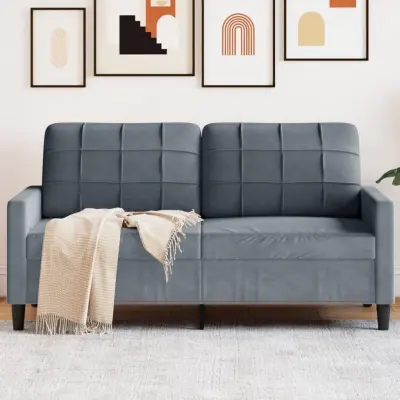 The Living Store Dvosed temno siv 140 cm žamet - Dvosed