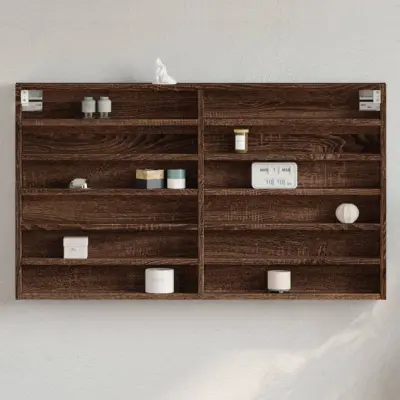 The Living Store Vitrina rjav hrast 100x8,5x58 cm inženirski les - Vitrina