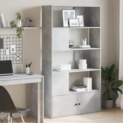 The Living Store Knjižna omara betonsko siva 100x36x189 cm inženirski les - Knjižna Omara