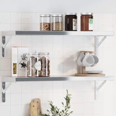 The Living Store Nosilec za polico 4 kosi 23,5x2,5x15,5 cm srebrno nerj. jeklo - Nosilec Polic