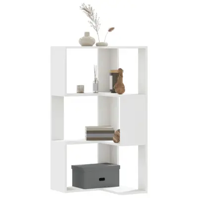 The Living Store Kotna knjižna omara 3-nadstropna bela 50x50x102 cm - Kotna Knjižna Omara
