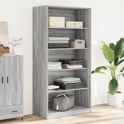 The Living Store Garderobna omara siva sonoma 100x50x200 cm inženirski les - Garderobna Omara