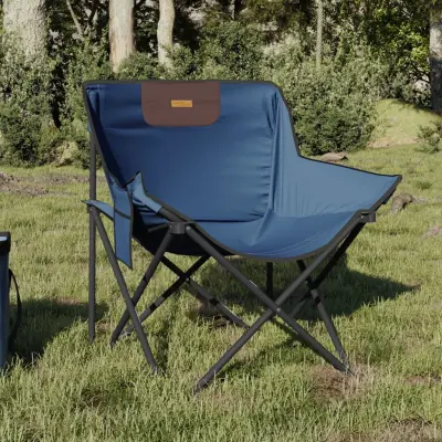 The Living Store Stol za kampiranje z žepom zložljiv 2 kosa moder - Stol Za Kampiranje