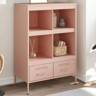 The Living Store Visoka omara roza 68x39x101,5 cm hladno valjano jeklo - Visoka Omara