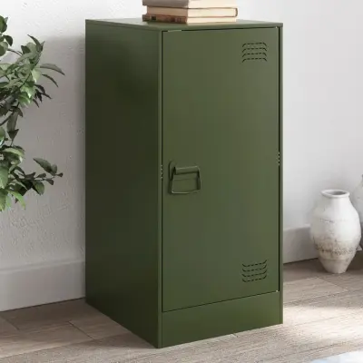 The Living Store Komoda olivno zelena 34,5x39x73 cm jeklo - Komoda