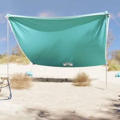 The Living Store Nadstrešek za plažo s sidrišči iz peska zelena 304x300 cm - Nadstrešek Za Plažo