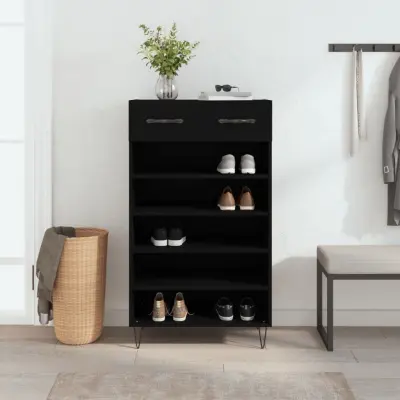 The Living Store Omarica za čevlje črna 60x35x105 cm inženirski les - Omarica Za Čevlje