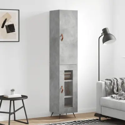 The Living Store Visoka omara betonsko siva 34,5x34x180 cm inženirski les - Visoka Omara