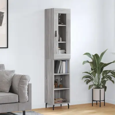 The Living Store Visoka omara siva sonoma 34,5x34x180 cm inženirski les - Visoka Omara