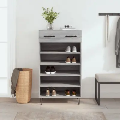 The Living Store Omarica za čevlje siva sonoma 60x35x105 cm inženirski les - Omarica Za Čevlje